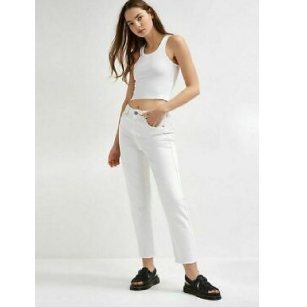 BDG Cropped Straight Leg Jeans White